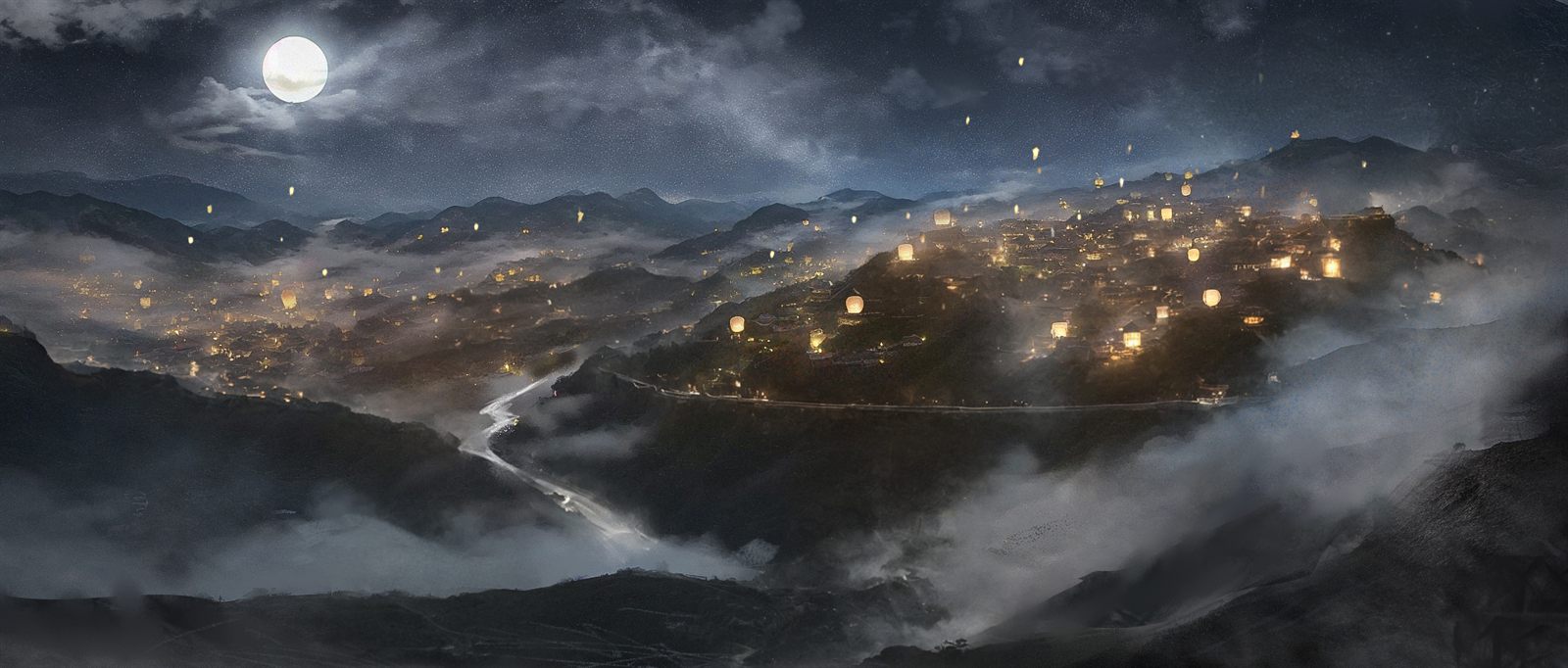画南 · 《月夜灯火》